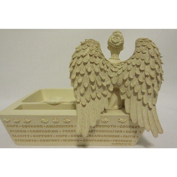 Angel Of Hope Desk Table Top Accessory Pencil Notepad Holder Office Heavy Resin - Picture 6 of 9